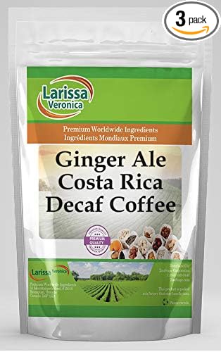 Ginger Ale Costa Rica Decaf Coffee (Gourmet Naturally Flavored Whole Coffee Beans) (8 oz ZIN: 551933) - 3 Pack