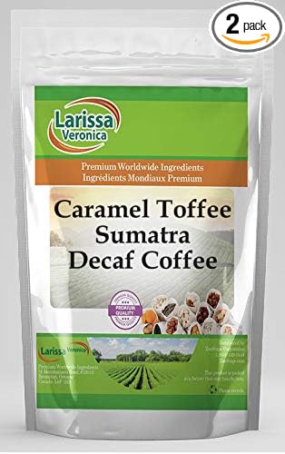 Caramel Toffee Sumatra Decaf Coffee (Gourmet Naturally Flavored Whole Coffee Beans) (4 oz ZIN: 565031) - 2 Pack