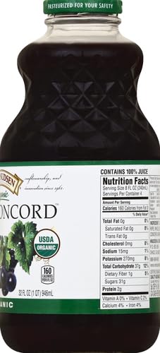 R.W. Knudsen Organic Just Concord Grape Juice 32 Ounces (Packaging May Vary) (Pack of 5)