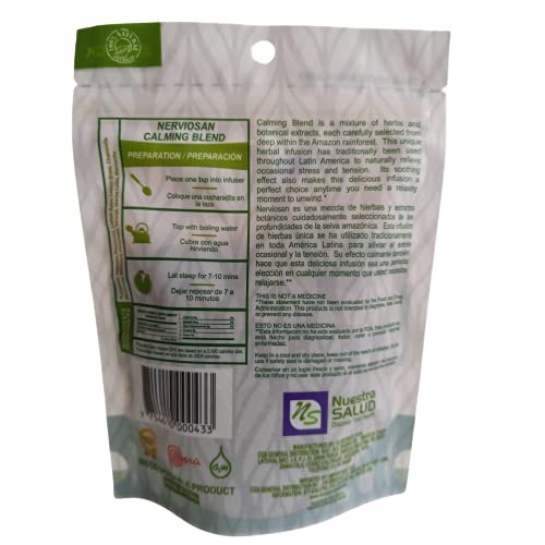 Nuestra Salud Herbal Sleeping Tea - 1.4oz - Nerviosan Calming Herb Blend with Valerian Root Lemon Balm and Small Burnet - Caffeine-Free Night Time Tea for Sleep and Relaxation (Pack of 2)