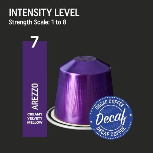 Real Coffee Great Taste. Every Day Decaf Arezzo | Compatible with Nespresso Original Line | Dark Roast Espresso | 100 Aluminum Capsules | Product of Italy