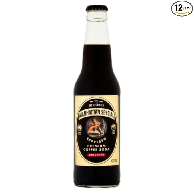 Manhattan Special Premium Soda Variety Classic Glass Bottles Italian-Style Craft Beverage 12 fl oz Each (12-Count) (12 Espresso Soda – Original)