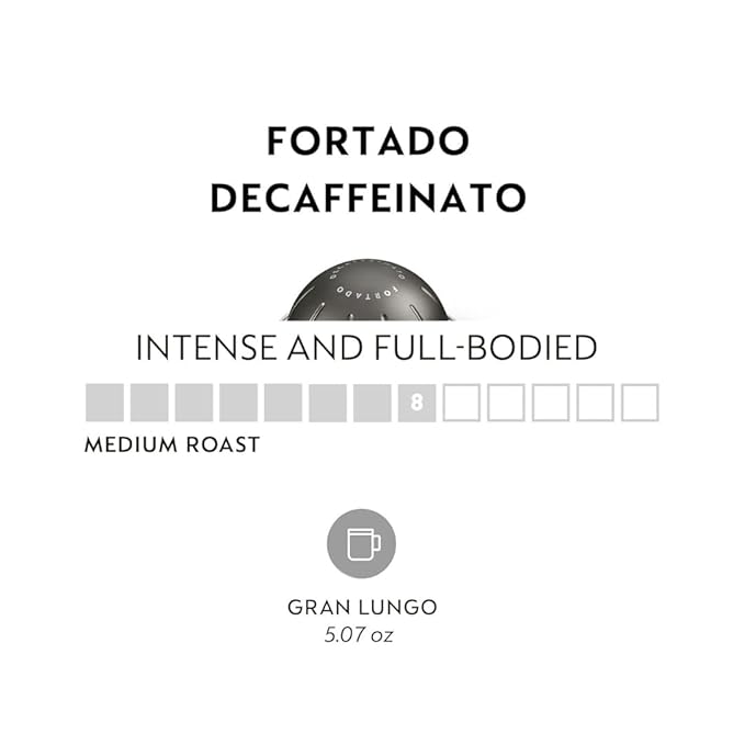 Decaffeinato Pods Roast Espresso Coffee Capsules (10 Count Fortado Decaffeinato)