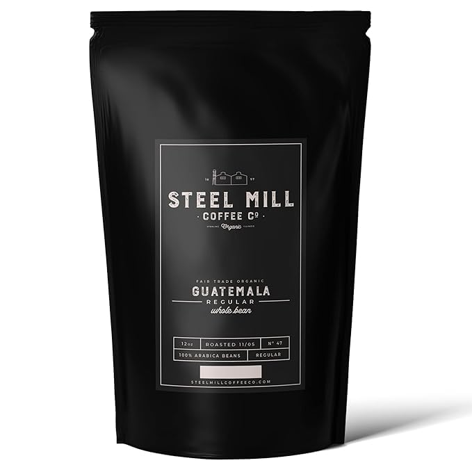 Steel Mill Coffee Co. | Guatemalan Fair Trade Organic Coffee | 2 LB Bag | Whole Bean | Medium Roast | Grown in Central America | 100% Arabica Beans | Organic Fair Trade