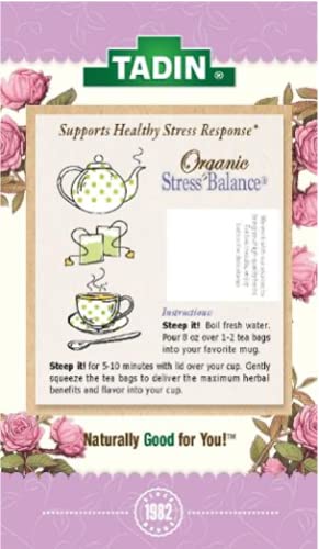 Tadin Organic Serene Dreams Tea Caffeine Free Herbal Tea to Support a Healthy Stress Response 20 Tea Bags Per Box Pack of 6