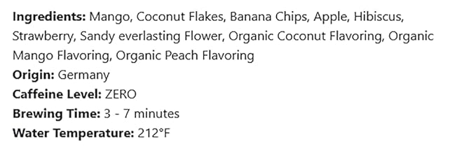 Banana Split Caffeine Free Herbal Tea With Mango &amp Coconut Loose Leaf 16-Ounce Bulk Bag