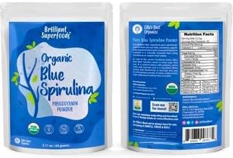 Ellie's Best Organic Blue Spirulina Powder Superfood Supplement -16oz - Odorless - Vegan Non GMO Gluten-Free Dairy-Free Brilliant Blue Food Coloring - Pure Water Extracted