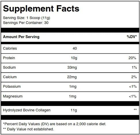 Collagen Powder – 11g Type II Hydrolyzed Collagen Peptides per Serving – Supports Joint Function Skin Elasticity &amp Bone Health – Unflavored – 30 Servings