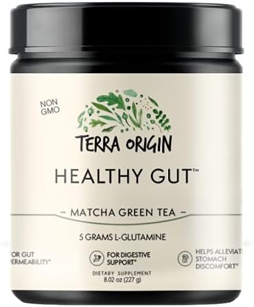 Healthy Gut Matcha Green Tea | 30-Servings with L-Glutamine Zinc Glucosamine Slippery Elm Bark and More!