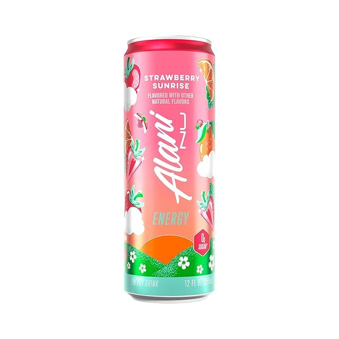 New Alani Energy Drinks Strawberry Sunrise Sherbet Swirl Pink Slush Variety Pack Sugar-Free Low-Calorie Energy Boost Drink 12 fl oz (Pack of 6) (Packaging May Vary)