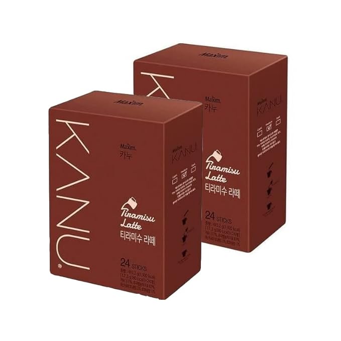 Dongsuh Maxim Kanu Tiramisu Latte Coffee 24 Sticks (Pack of 2 Total 48 Sticks)