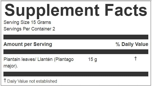 Hanan Peruvian Secrets Plantain (Llanten) Loose Herbal Tea |100% Natural Herb from the Andes Mountains | 1.06 oz / 30g |