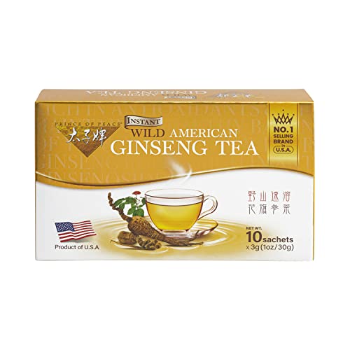 Prince of Peace Instant Wild American Ginseng Tea 80 Sachets – Healthy Drink Caffeine-Free Energy-Boosting Heavy Antioxidants Plant Extract