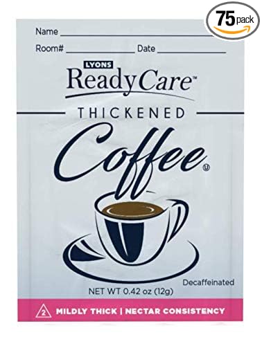Lyons ReadyCare Thickened Hot Coffee Packets for Dysphagia &amp Swallowing Difficulty - Nectar Consistency Level 2 Mildly Thick (75 Pack)