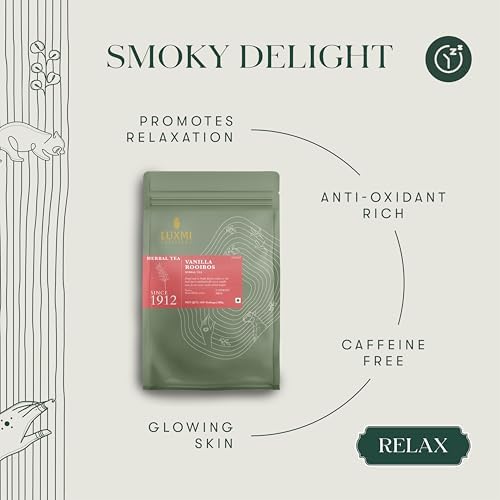 Luxmi Estates Rooibos Vanilla Organic Rooibos Tea (50 Tea Bags) Caffeine Free Tea Bags Herbal Tea
