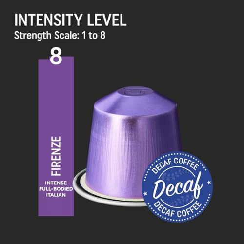 Real Coffee Great Taste. Every Day Decaf Firenze | Compatible with Nespresso Original Line | Bold Espresso | 100 Aluminum Capsules | Product of Italy
