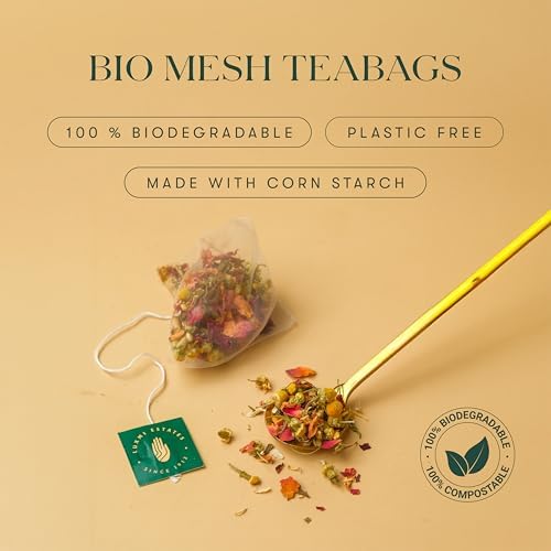 Luxmi Estates Lemon Balm Honey Ginger Organic Lemon Balm Tea (50 Tea Bags) Caffeine Free Tea Bags For Relaxing Calming and Stress Relief With Certified Organic Lemon Balm Tea
