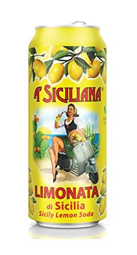 A' Siciliana Sicilian Sparkling Drink Limonata - Refreshing and Delicious Italian Soda made with Sicilian Lemon - Authentic Imported Italian Beverage - Limonata Soda 24 Pack of 11.15 fl oz Cans