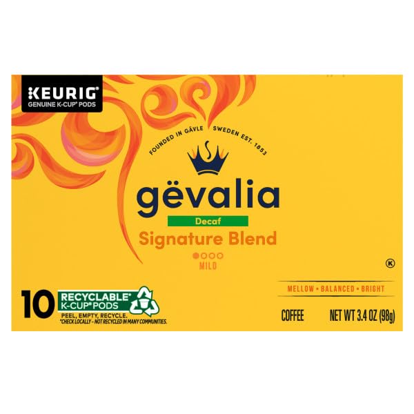 Gevalia Blend Decaf Mild Light Roast K-Cup Coffee Pods 3.4 Oz (Pack of 6)