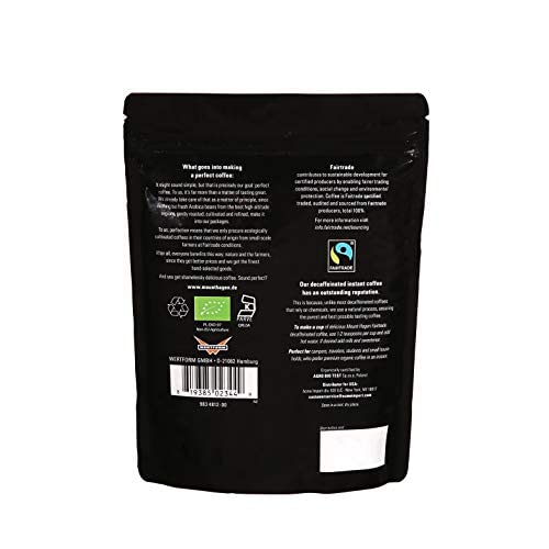 Mount Hagen 7.05oz Organic Freeze Dried Instant Decaf Coffee | Made From Organic Medium Roast Arabica Beans | Fair-Trade Eco-friendly Instant Decaffeinated Coffee in Resealable Pouch Bag [7.05oz]