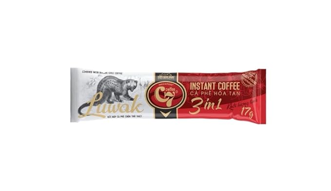 Vietnamese Instant Coffee 3 in 1 18 Packets 306 Grams Weasel Civet