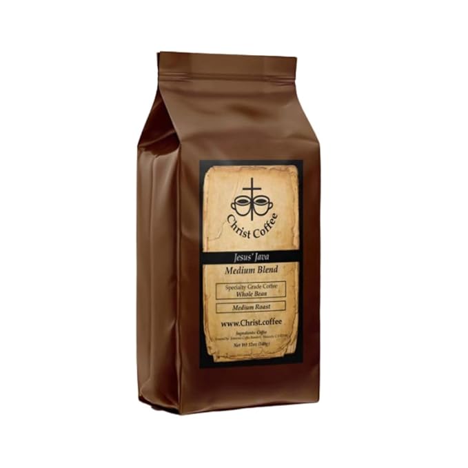 Christ Coffee Jesus’ Java Medium Blend – Premium Ground Coffee Beans Smooth and Balanced Flavor | Freshly Roasted for Rich Aroma and Taste – 16 oz Bag