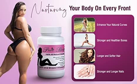 #1 Butt Enhancer and Breast Enhancer Vitamins – Butt Growth &amp Breast Enhancement Pills for Slim Waist Bigger Butt &amp Bigger Breast – PureBody Vitamins All-in-1 BBL Pills for Fast Booty &amp B