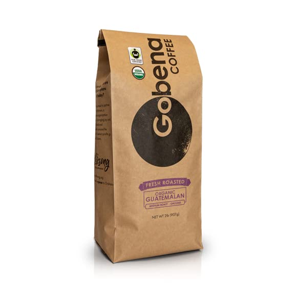 Gobena Coffee 2lb Fair Trade Organic Certified Guatemalan Ground Medium Roast100% Arabica Specialty Coffee 32 ounces 2 pounds Bulk