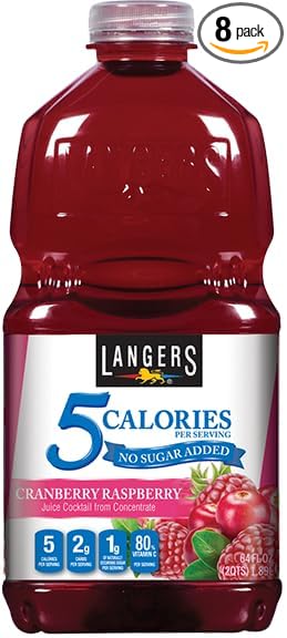 Langers 5 Calorie Cranberry Raspberry Juice Cocktail 64 Fl Oz (Pack of 8)