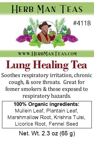 LUNG HEALING TEA – Dry Cough &amp Respiratory Discomfort Relief Blend with Mullein Plantain &amp Marshmallow – Formulated by Master Herbalist Khabir – 100% Organic Non-GMO No Additives