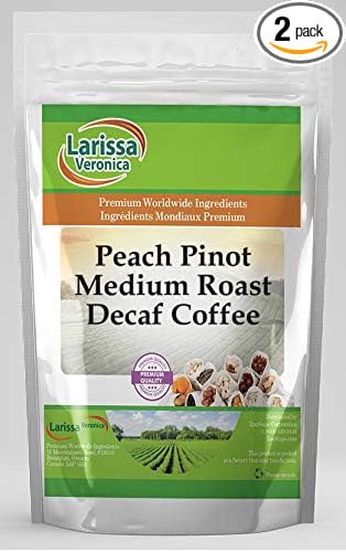 Peach Pinot Medium Roast Decaf Coffee (Gourmet Naturally Flavored Whole Coffee Beans) (8 oz ZIN: 568345) - 2 Pack