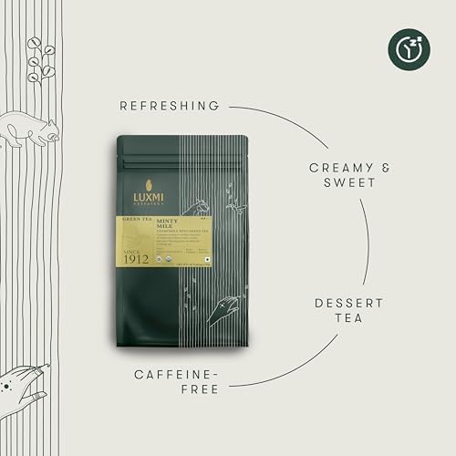 Luxmi Estates Minty Mile Organic Chamomile Mint Green Tea (50 Tea Bags) Low Caffeine Tea Bags For Relaxing Calming and Stress Relief With Certified Organic Darjeeling Makaibari Green Tea