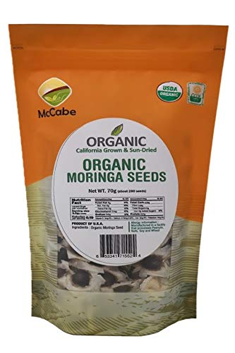 McCabe Organic Sun-Dried Moringa Seeds - Moringa Seeds | Rich with Fiber &amp Minerals | USDA and CCOF Certified | Product of USA | 70g Pack of 3