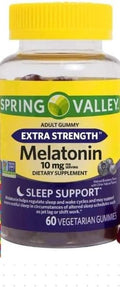Melatonin Adult Gummies Extra Strength Sleep Support by Spring Valley 10 mg 60 Ct
