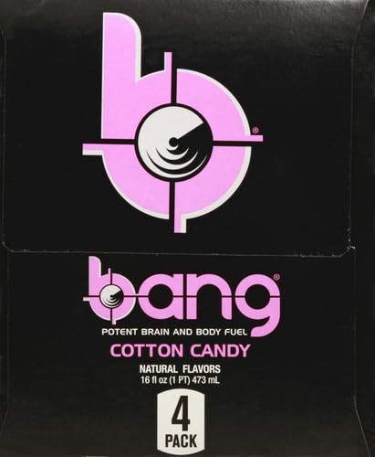 Bang Cotton Candy Energy Drink 0 Calories Sugar Free with Super Creatine 16oz 4 Count
