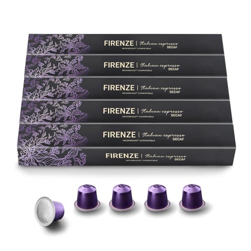 Real Coffee Great Taste. Every Day Decaf Firenze | Compatible with Nespresso Original Line | Bold Espresso | 100 Aluminum Capsules | Product of Italy