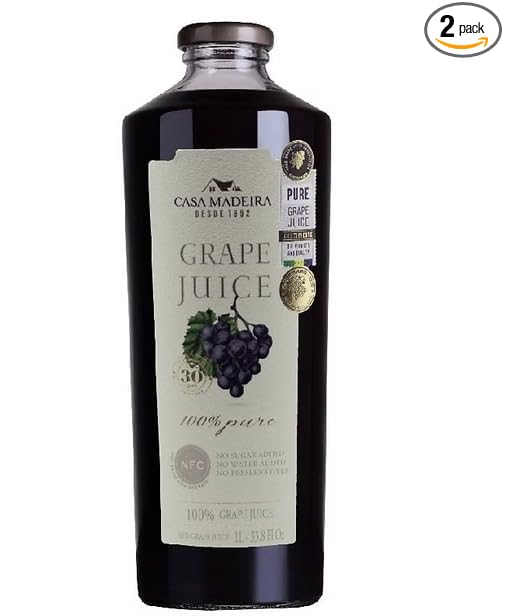 Casa Madeira Grape Juice 100% Pure 33.8 Fl Oz | Pack of 2 + Exclusive Brazil in Texas Bracelet | Suco de Uva | Bundle by Brazil in Texas