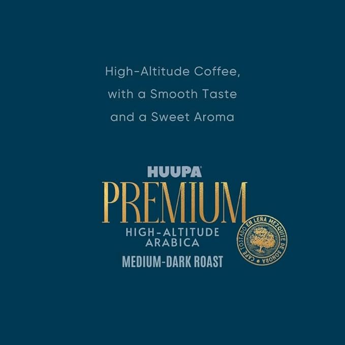 HUUPA Premium Wood-Fired Roasted Coffee Whole Bean High Altitude Arabica Smooth Flavor Sweet Aroma Medium-Dark Roast 16 oz