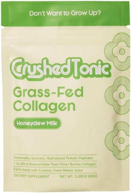 Crushed Tonic Bovine Collagen Powder Korean Beauty Drink with Hydrolyzed Collagen Peptides for Skin Hair &amp Nails | Gluten-Free Halal &amp Kosher (Honeydew Milk 30 Servings (150 g) Pouch)