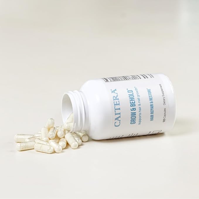 Grow &amp Behold | Clinically Tested Dietary Supplement for Thinning Hair | Saw Palmetto Biotin Zinc &amp Selenium to Support Hair Growth Vitality Shine &amp Fullness | Vegan 120 Capsules
