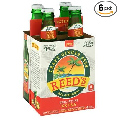 Reeds Soda 4-Pack Extra Ginger Beer 48 fl oz (Pack of 6)