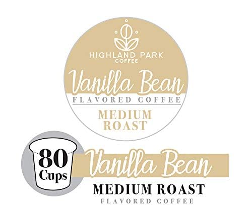 Highland Park Coffee Single Serve Pods Compatible with Keurig K Cup Brewers Vanilla Bean 80 Count
