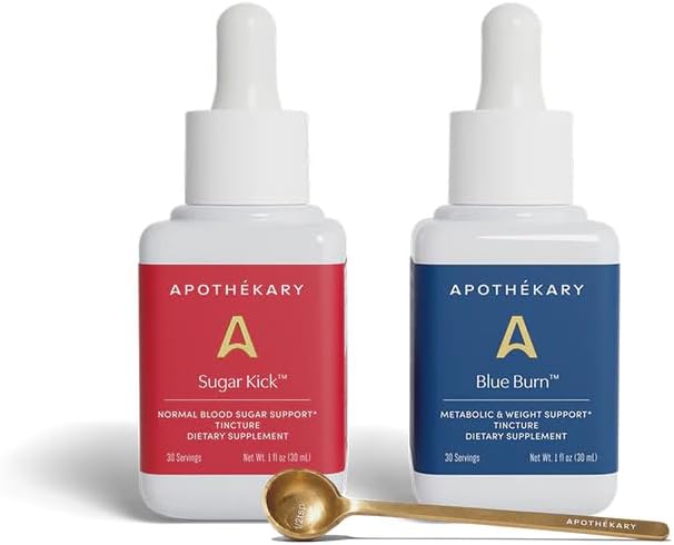 Apothékary Metabolic Duo Herbal Supplement Liquid Drops Contains Blue Burn and Energy Support Formula 60 Servings Total