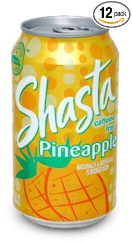 Shasta Pineapple Soda | Juicy Tropical Pineapple Flavor | Caffeine-Free Soft Drink | 12-Pack of 12oz Cans | Bright Sweet and Perfectly Fizzy Refreshment