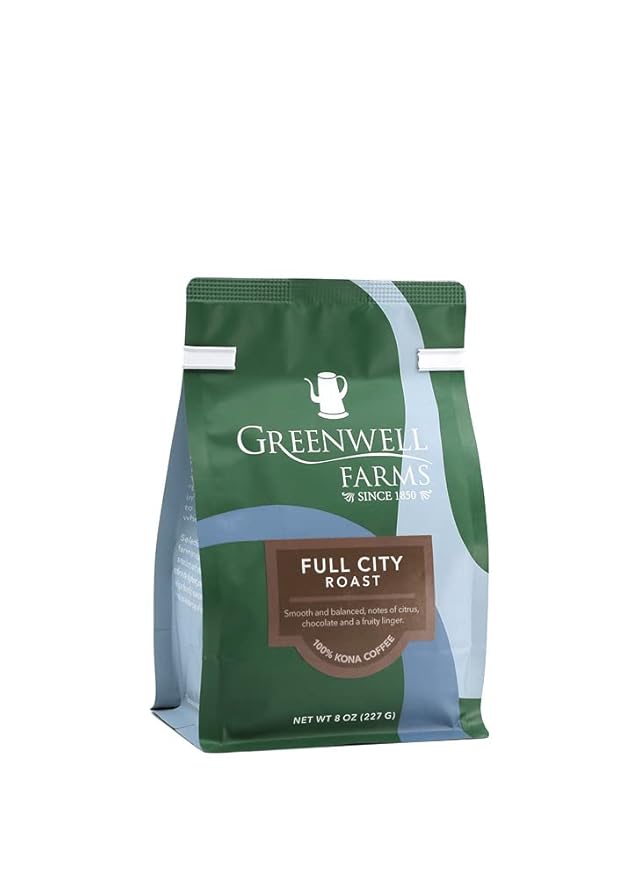 Greenwell Farms 100% Hawaiian Kona Coffee - Full City Roast Whole Bean 8oz