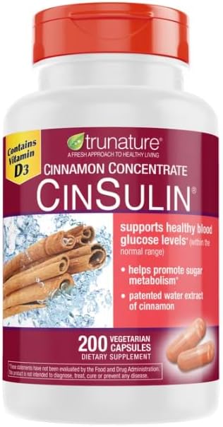 Tru-Nature Cinnamon Concentrate Cinsulin 500mg 200 Vegetarian Capsule 3 Months Supply