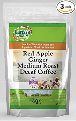 Red Apple Ginger Medium Roast Decaf Coffee (Gourmet Naturally Flavored Whole Coffee Beans) (16 oz ZIN: 566370) - 3 Pack