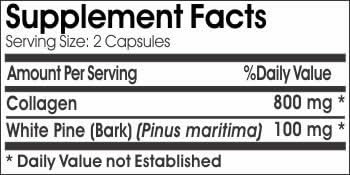 Collagen Skin Support 800mg Collagen 800 White Pane Bark 100mg ~ 90 Capsules - No Additives ~ Naturetition Supplements
