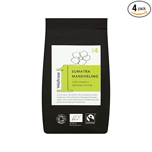 Organic Sumatra Mandheling Ground Coffee Waitrose 227g - Pack of 4