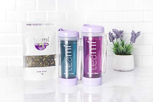 Teami Pure Butterfly Pea Flower Tea - Blue &amp Purple Dried Butterfly Pea Flower Supports Health and Beauty - Caffeine-Free Hand Selected Jasmine Infused Premium Tea - 30 servings per bag